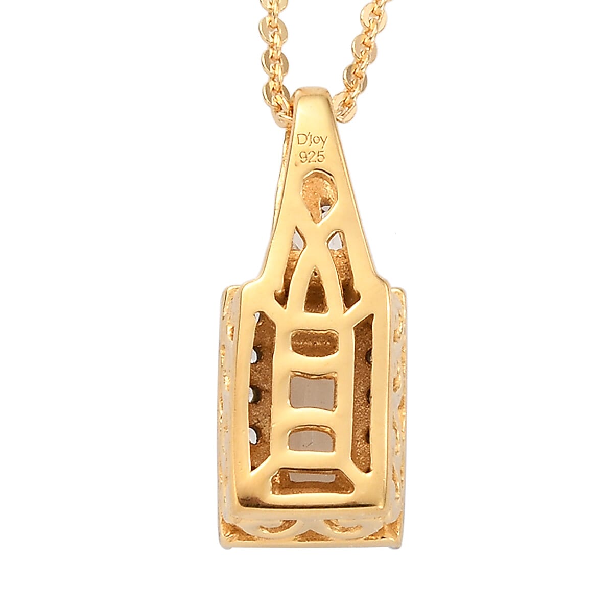 Natural Imperial Topaz and Natural White Zircon Pendant Necklace 20 Inches in Vermeil Yellow Gold Over Sterling Silver 0.75 ctw