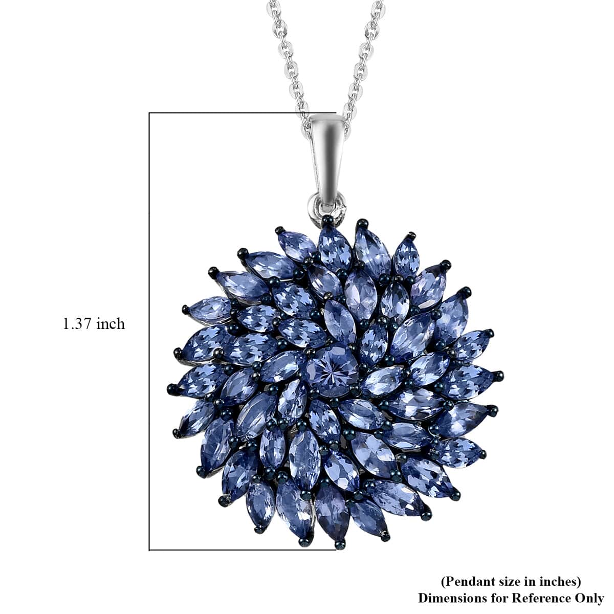 Tanzanite Floral Spray Pendant Necklace 20 Inches in Platinum Over Sterling Silver 5.56 ctw image number 6