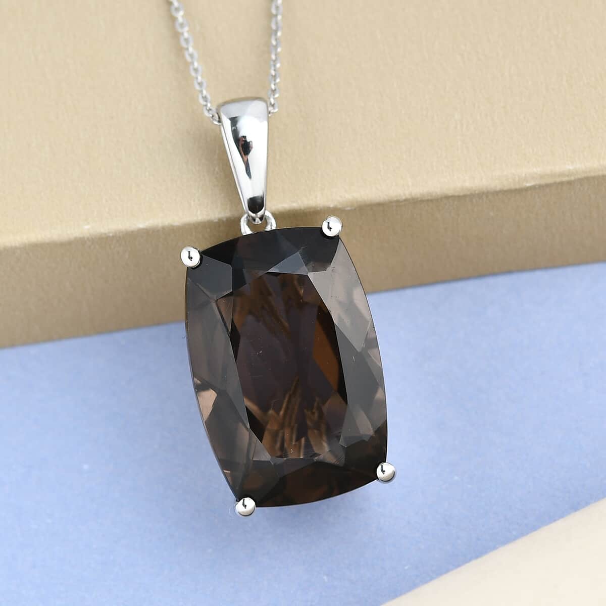 Brazilian Smoky Quartz Solitaire Pendant Necklace 20 Inches in Platinum Over Sterling Silver 24.25 ctw image number 1