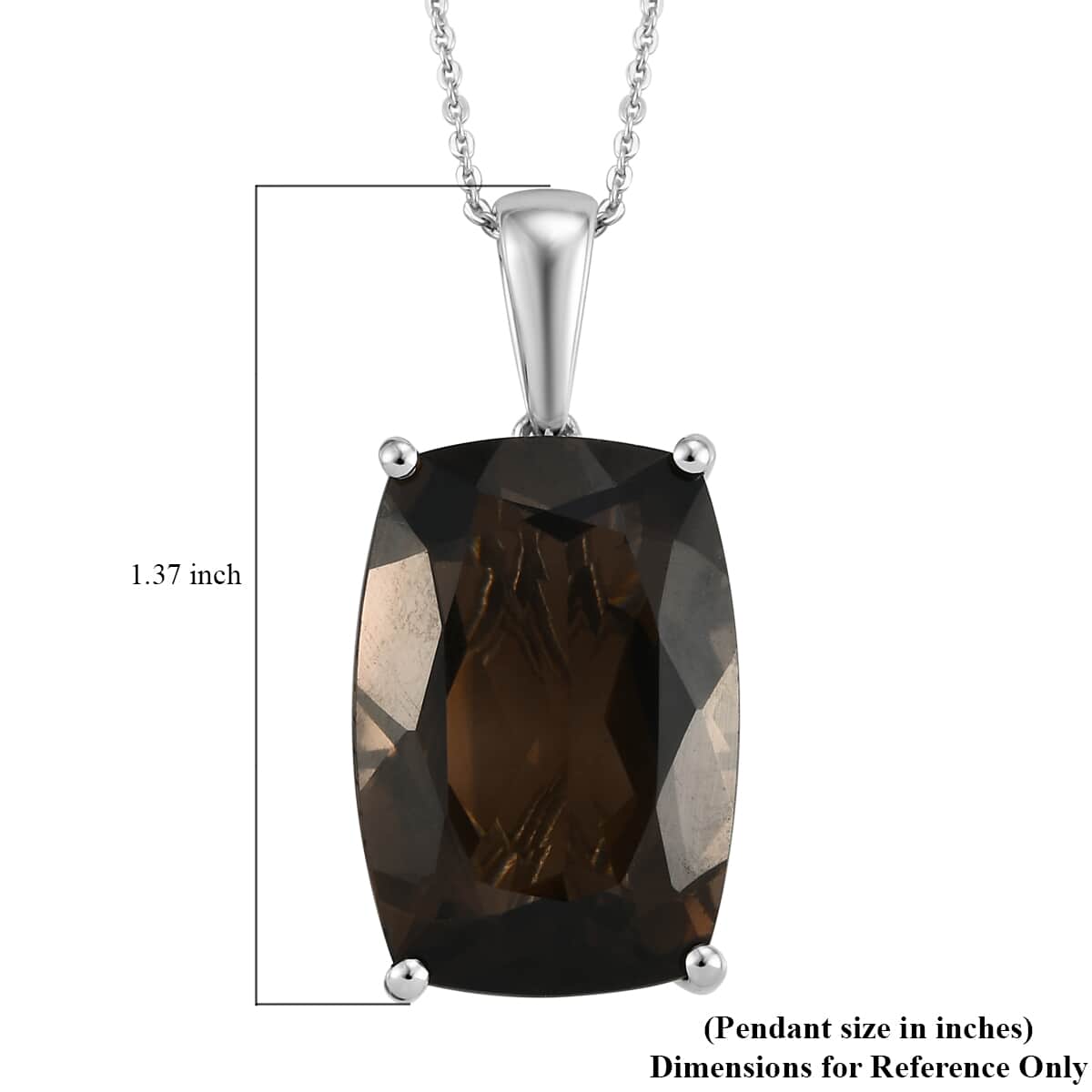 Brazilian Smoky Quartz Solitaire Pendant Necklace 20 Inches in Platinum Over Sterling Silver 24.25 ctw image number 6