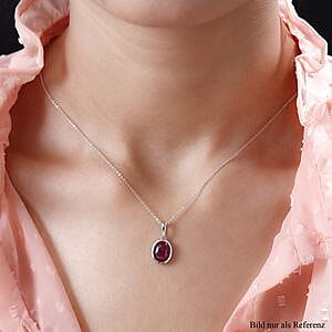 African Ruby 5.00 ctw Pendant Necklace (20 Inches) in Platinum Over Sterling Silver
