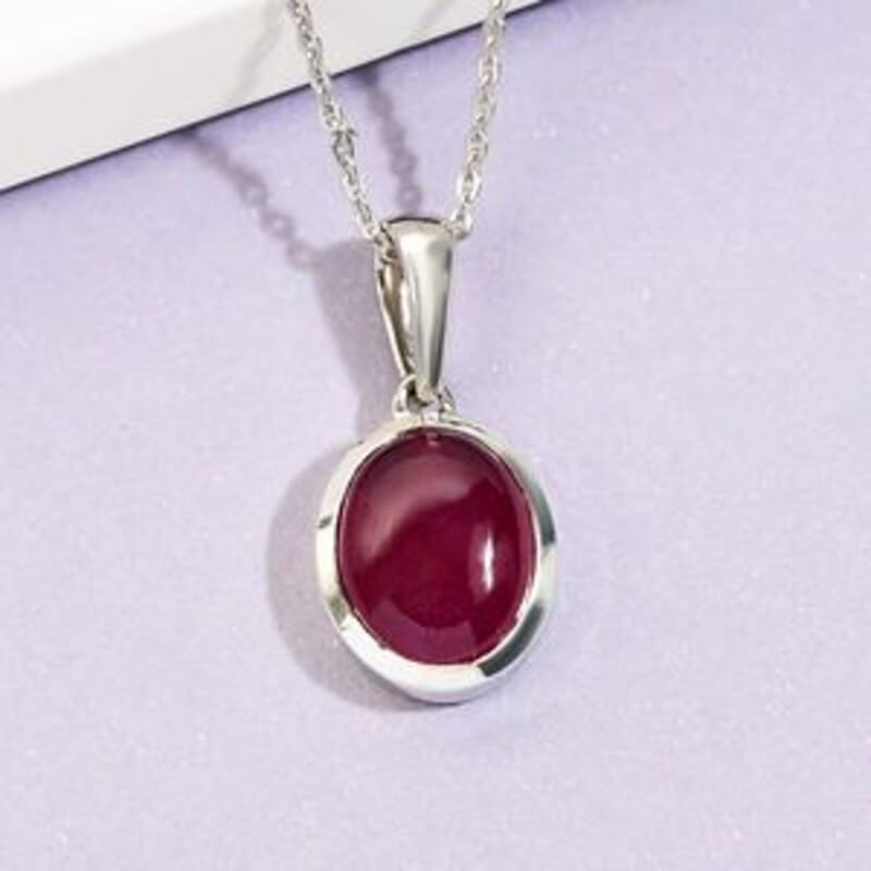 African Ruby 5.00 ctw Pendant Necklace (20 Inches) in Platinum Over Sterling Silver