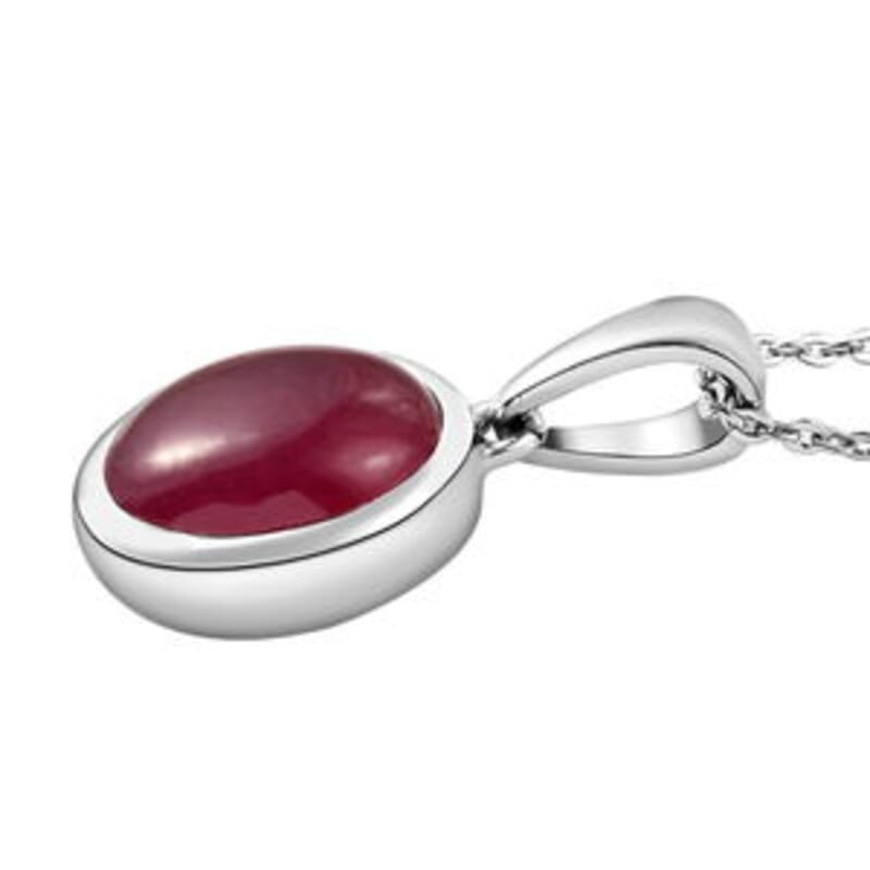 African Ruby 5.00 ctw Pendant Necklace (20 Inches) in Platinum Over Sterling Silver