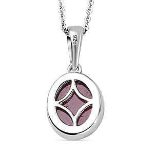 African Ruby 5.00 ctw Pendant Necklace (20 Inches) in Platinum Over Sterling Silver