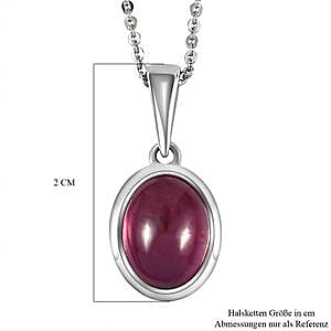 African Ruby 5.00 ctw Pendant Necklace (20 Inches) in Platinum Over Sterling Silver
