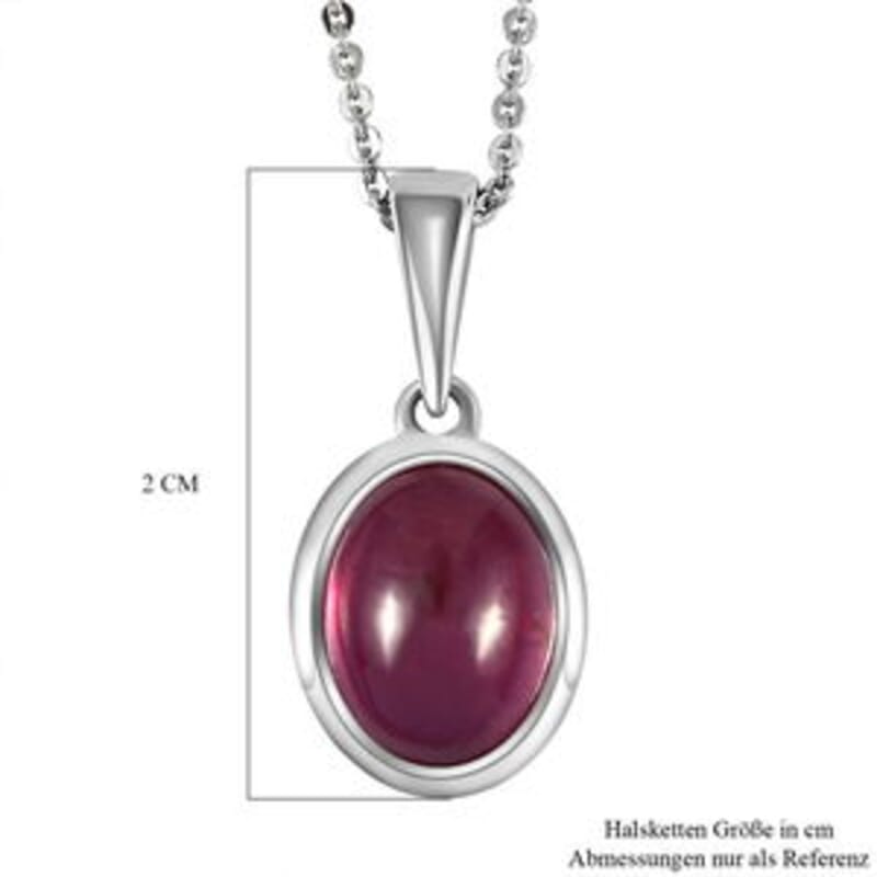 African Ruby 5.00 ctw Pendant Necklace (20 Inches) in Platinum Over Sterling Silver