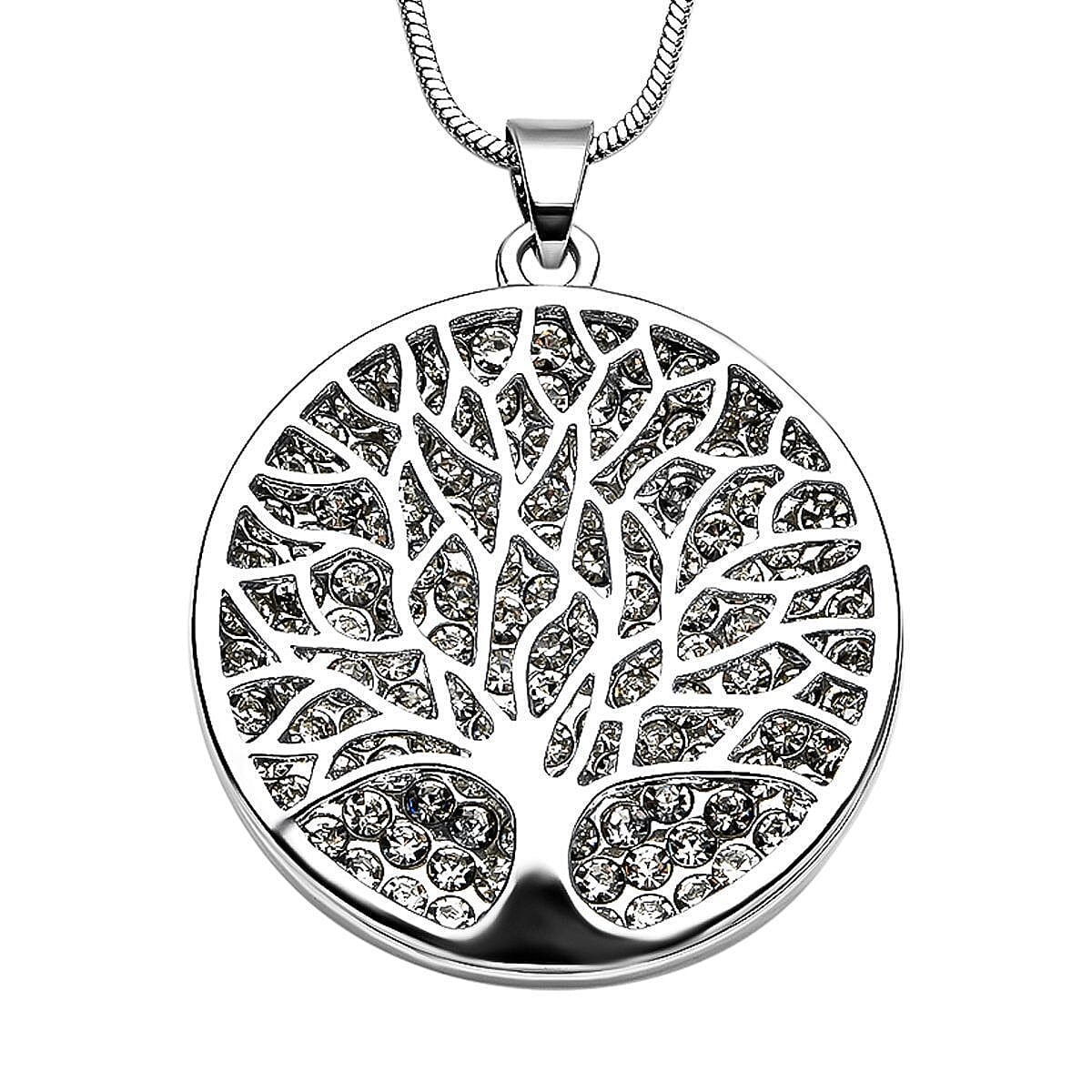 Austrian Crystal Tree of Life Pendant Necklace 29 Inches in Silvertone image number 0