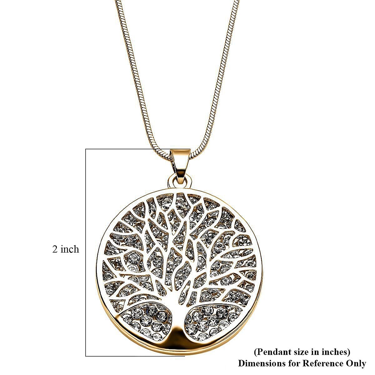 Austrian Crystal Tree of Life Pendant Necklace 29 Inches in Goldtone image number 5