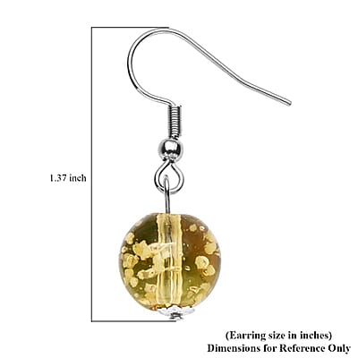 Ankur Treasure Chest Champagne Color Glow Murano Style, White Glass Beaded Stretch Bracelet and Dangle Earrings in Stainless Steel , Tarnish-Free, Waterproof, Sweat Proof Jewelry