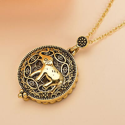 Elephant Inspired Magnifying Glass Pendant Necklace 28-30 Inches in Goldtone