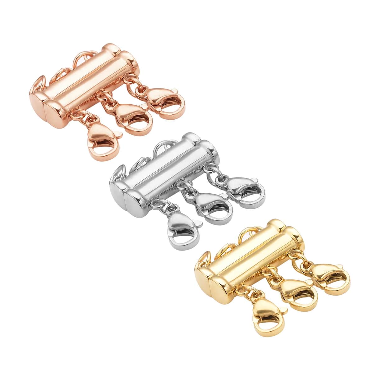 EVER TRUE Set of 3 Layering Locks with 3 Rows in ION Plated YG, RG and Stainless Steel 19.50 Grams image number 1