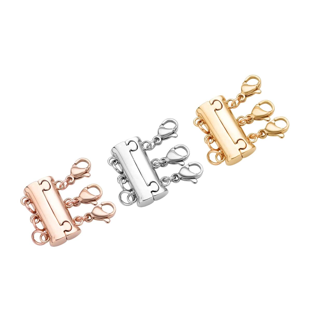 Mother’s Day Gift Ever True Set of 3 Layering Locks with 3 Rows in ION Plated YG, RG and Stainless Steel (19.50 g) , Tarnish-Free, Waterproof, Sweat Proof Jewelry image number 2
