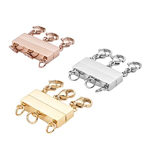 EverTrue 3 Row Layering Lock in ION Plated YG, RG and Stainless Steel with 3pcs Lobster Locks (22.30 g) , Tarnish-Free, Waterproof, Sweat Proof Jewelry