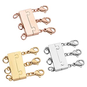 EverTrue 3 Row Layering Lock in ION Plated YG, RG and Stainless Steel with 3pcs Lobster Locks (22.30 g) , Tarnish-Free, Waterproof, Sweat Proof Jewelry