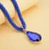 Simulated Blue Sapphire Pendant with Beaded Necklace 18-20 Inches in Silvertone image number 1