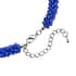 Simulated Blue Sapphire Pendant with Beaded Necklace 18-20 Inches in Silvertone image number 4