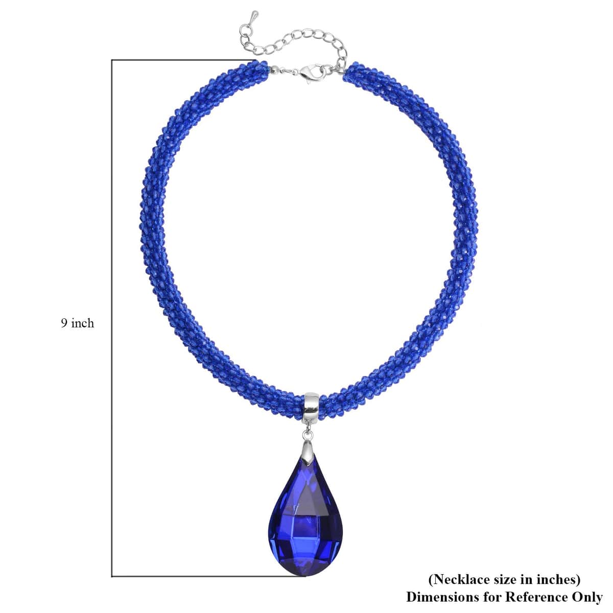 Simulated Blue Sapphire Pendant with Beaded Necklace 18-20 Inches in Silvertone image number 5