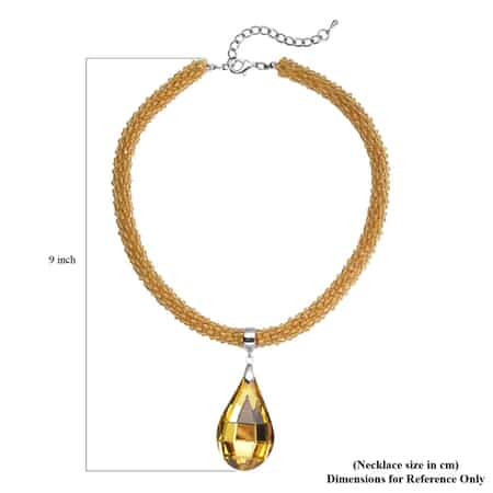 Simulated Citrine Pendant with Beaded Necklace 18-20 Inches in Silvertone image number 5