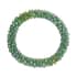 Simulated Emerald Beaded Stretch Bracelet and Drop Earrings in Silvertone image number 3