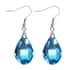 Simulated Blue Topaz Beaded Stretch Bracelet and Drop Earrings in Silvertone image number 4