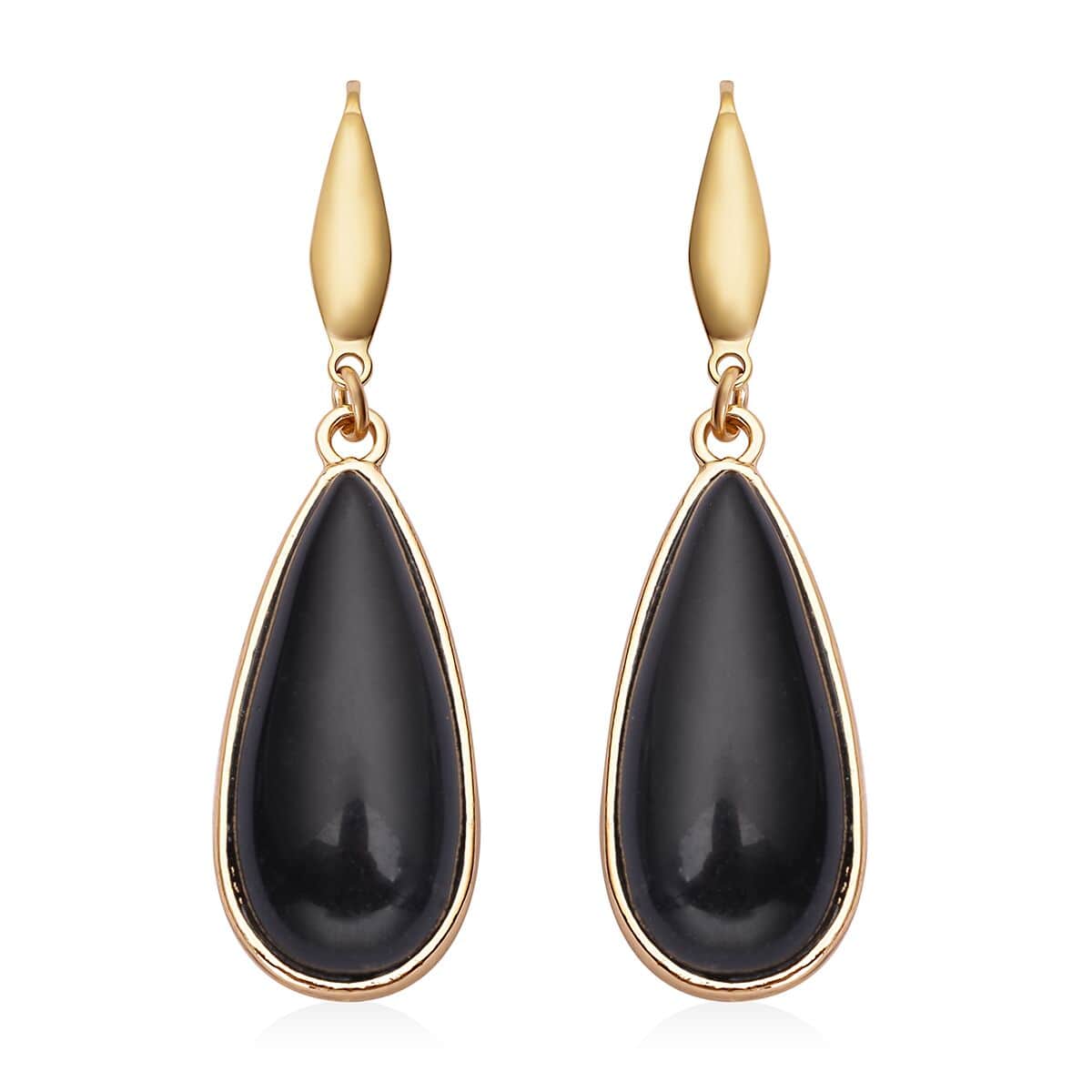 Lapis Lazuli and Enhanced Black Agate Teardrop Shape Set of 2 Earrings in Goldtone 50.00 ctw image number 2