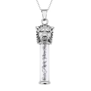 Marvelous Meteorite 5.00 ctw Lion Head Design Pendant Necklace (20 Inches) in Stainless Steel, Tarnish-Free, Waterproof, Sweat Proof Jewelry