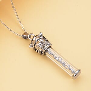 Marvelous Meteorite 5.00 ctw Lion Head Design Pendant Necklace (20 Inches) in Stainless Steel, Tarnish-Free, Waterproof, Sweat Proof Jewelry