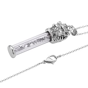 Marvelous Meteorite 5.00 ctw Lion Head Design Pendant Necklace (20 Inches) in Stainless Steel, Tarnish-Free, Waterproof, Sweat Proof Jewelry