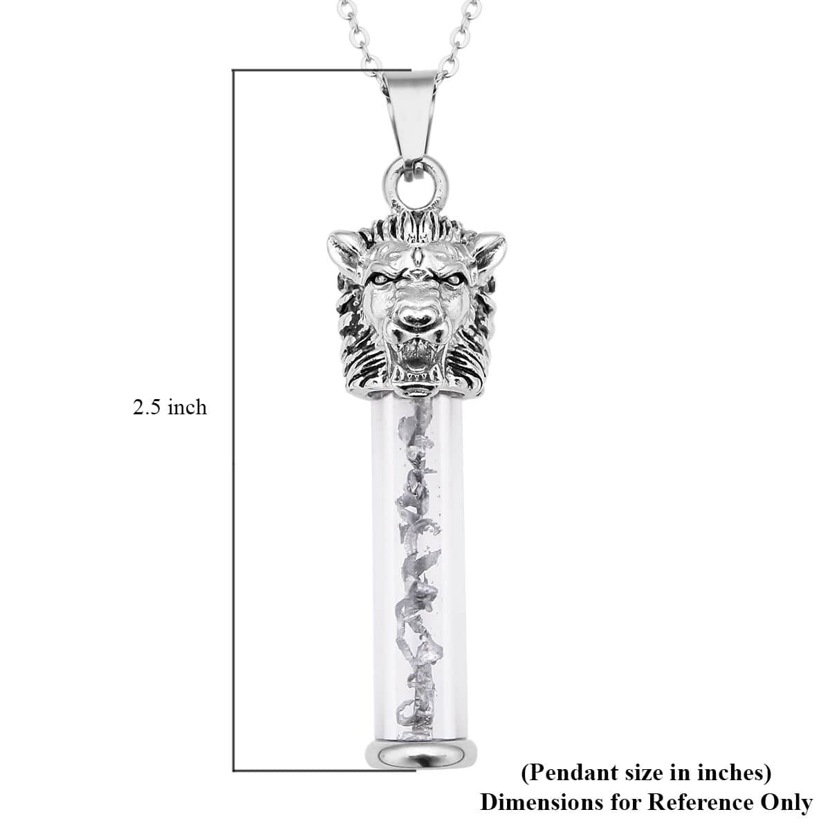 Marvelous Meteorite Lion Head Design Pendant Necklace (20 Inches) in Stainless Steel 5.00 ctw , Tarnish-Free, Waterproof, Sweat Proof Jewelry image number 4