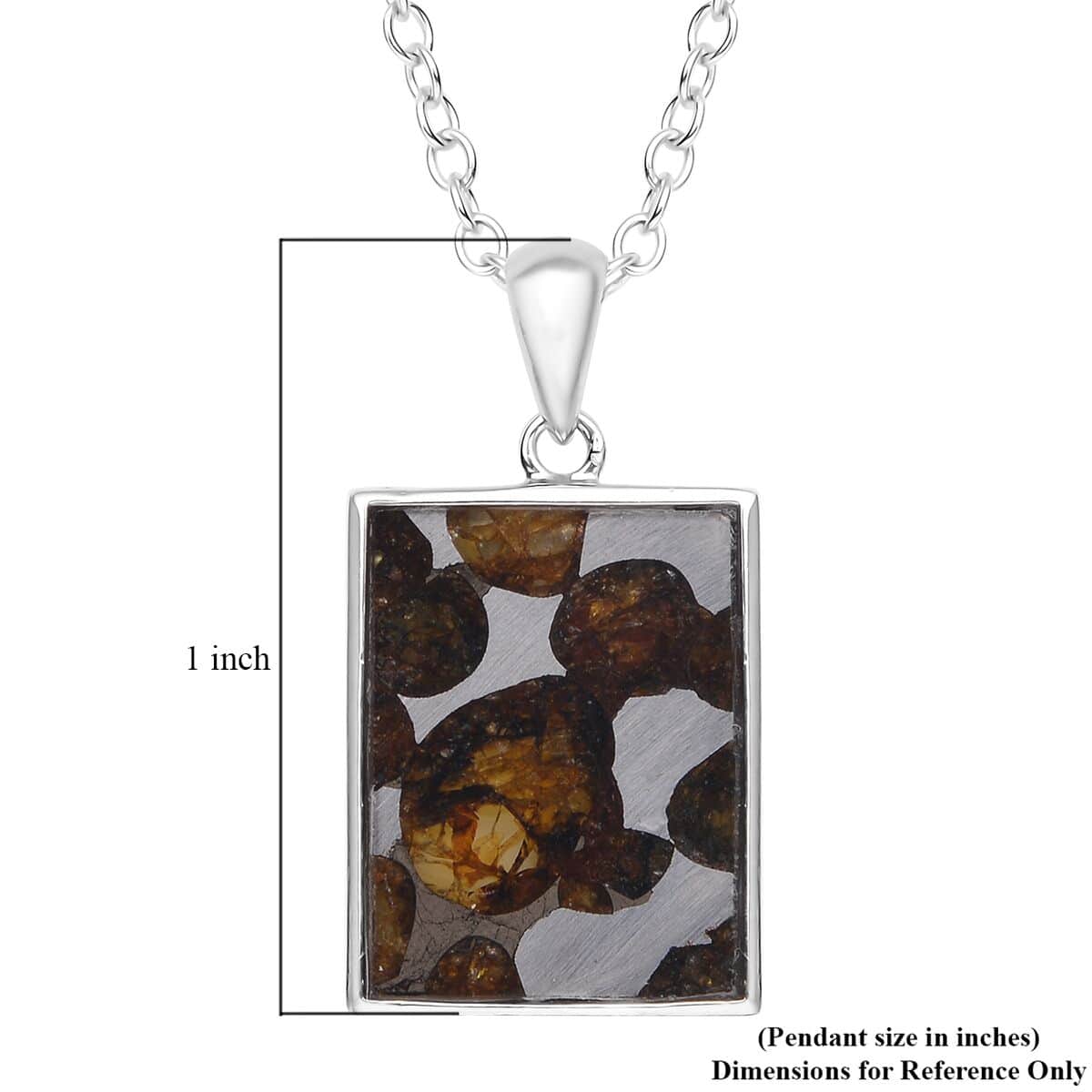 Marvelous Pallasite Pendant Necklace 18 Inches in Rhodium Over Sterling Silver 10.50 ctw image number 4