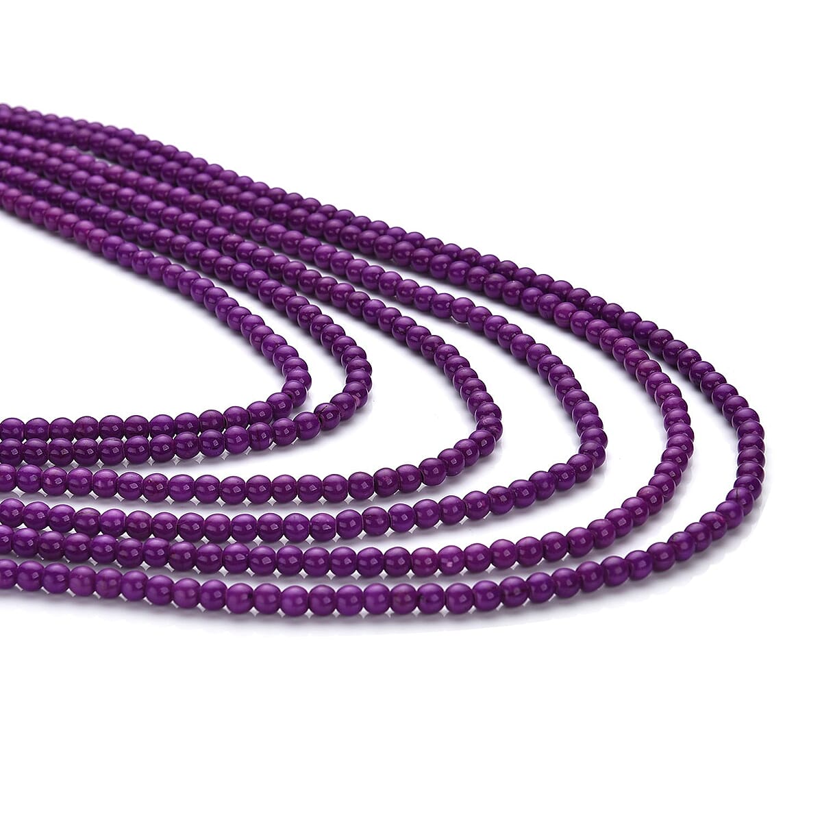 Freshened Purple Howlite Multi Strand Beaded Necklace 18-20 Inches and Earrings in Silvertone & Stainless Steel 812.00 ctw , Tarnish-Free, Waterproof, Sweat Proof Jewelry image number 3