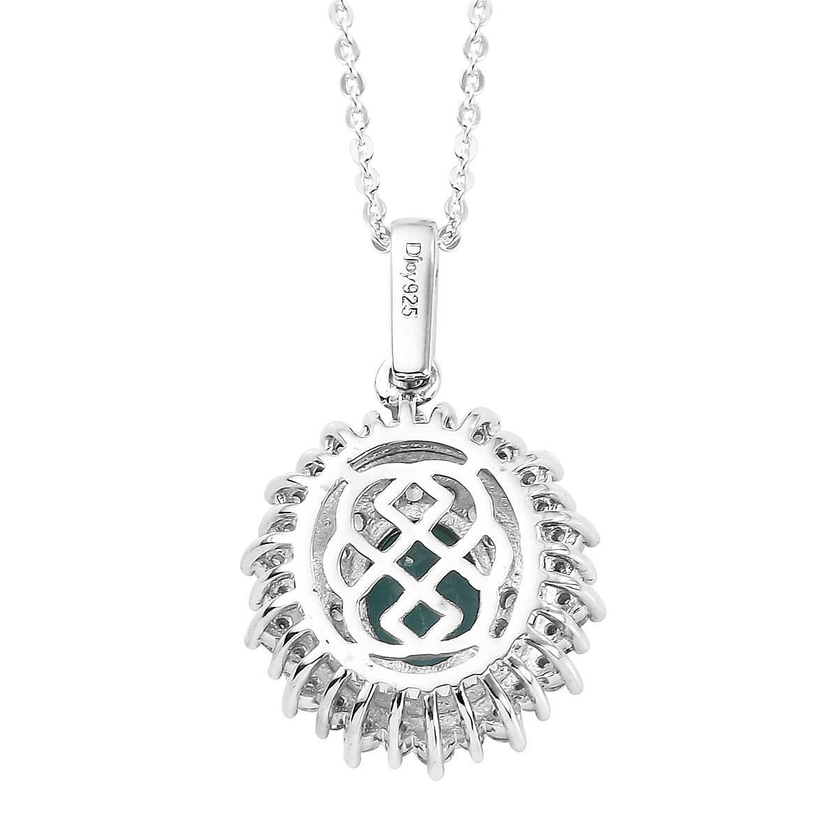 Premium Grandidierite and Natural White Zircon Double Halo Pendant Necklace 20 Inches in Platinum Over Sterling Silver 2.00 ctw image number 3