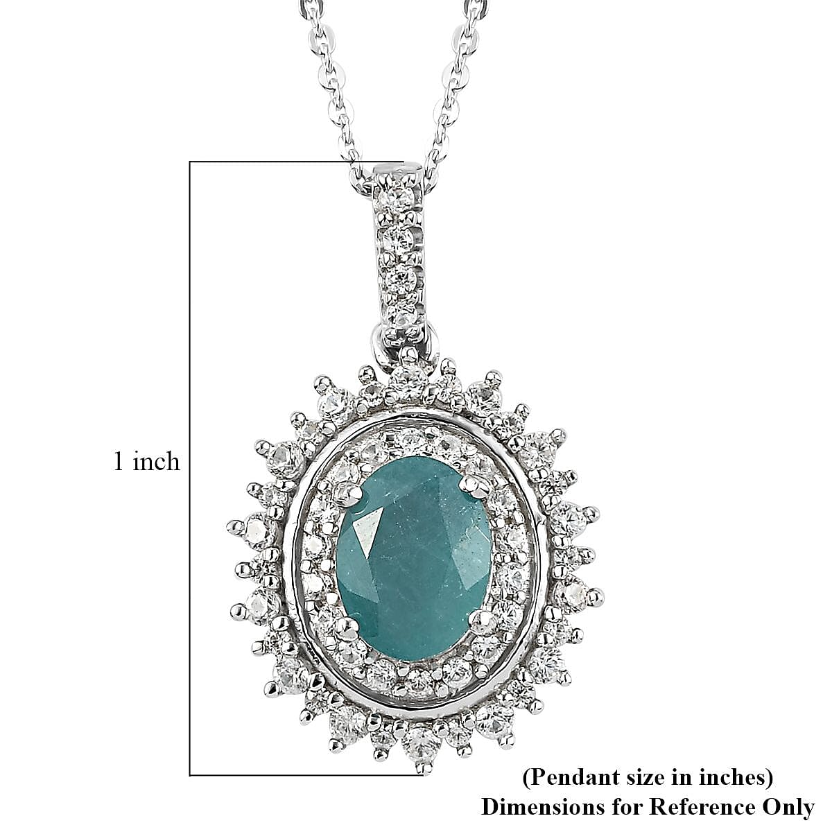 Premium Grandidierite and Natural White Zircon Double Halo Pendant Necklace 20 Inches in Platinum Over Sterling Silver 2.00 ctw image number 5