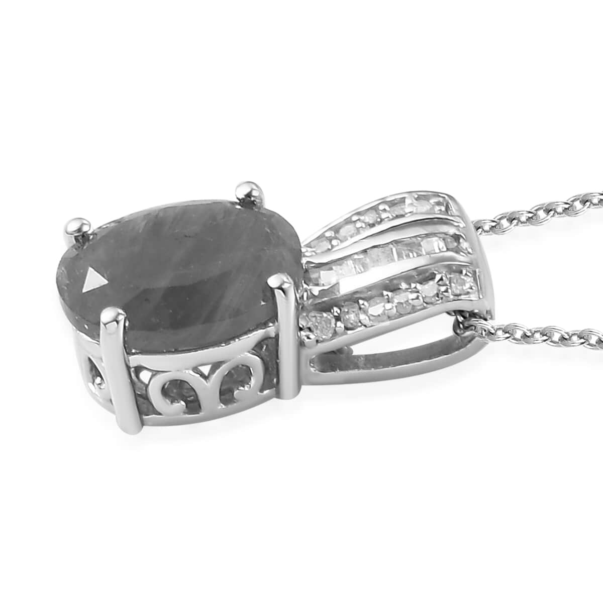Premium Grandidierite and Diamond Pendant Necklace 20 Inches in Platinum Over Sterling Silver 2.85 ctw image number 3