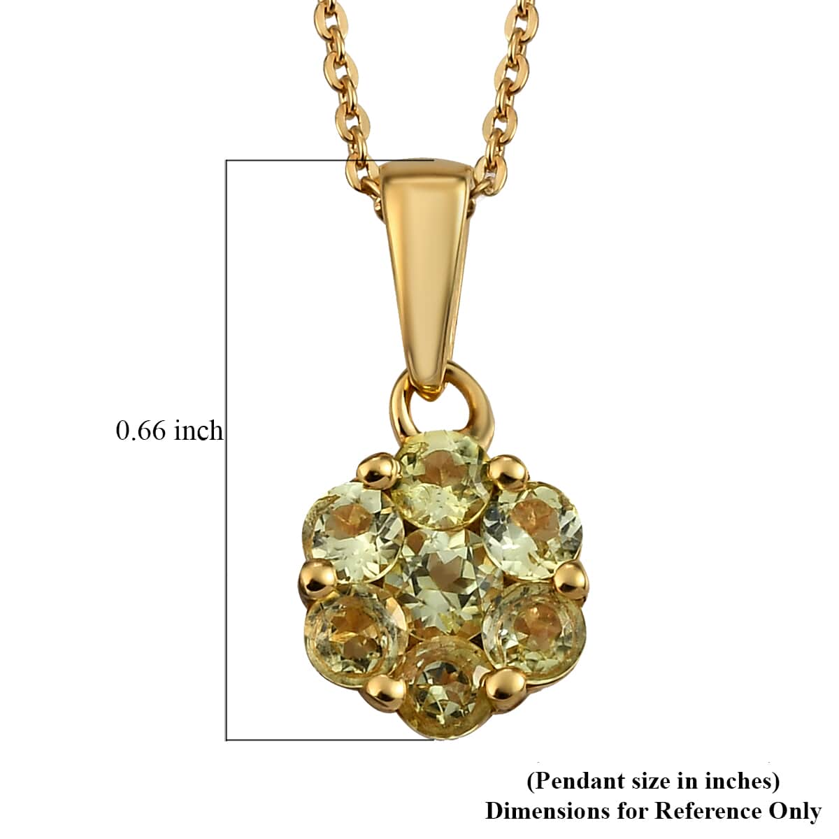 AAA Natural Tanzanian Canary Tourmaline Pressure Set Pendant Necklace 20 Inches in Vermeil Yellow Gold Over Sterling Silver 0.85 ctw image number 6
