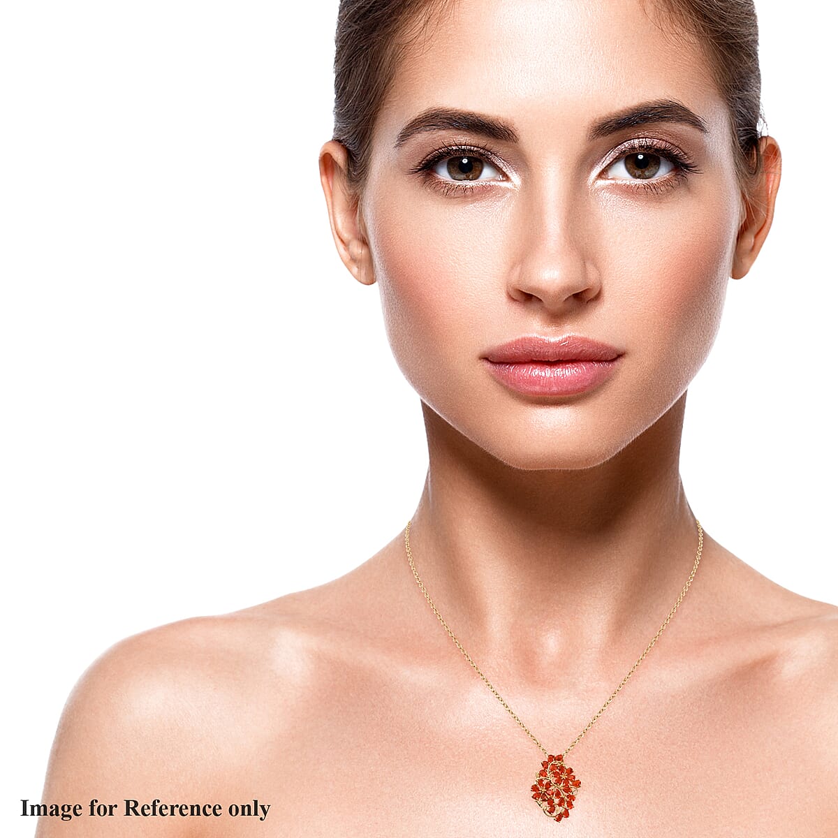Crimson Fire Opal Floral Pendant Necklace 20 Inches in Vermeil Yellow Gold Over Sterling Silver 3.75 ctw image number 2