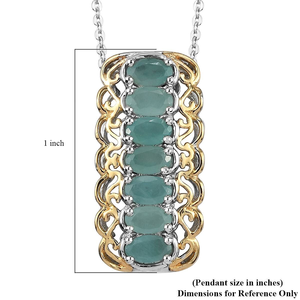 Premium Grandidierite Elongated Pendant Necklace 20 Inches in Vermeil Yellow Gold and Platinum Over Sterling Silver 1.65 ctw