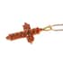 Crimson Fire Opal, Thai Black Spinel Cross Pendant Necklace (20 Inches) in Vermeil YG Over Sterling Silver image number 3