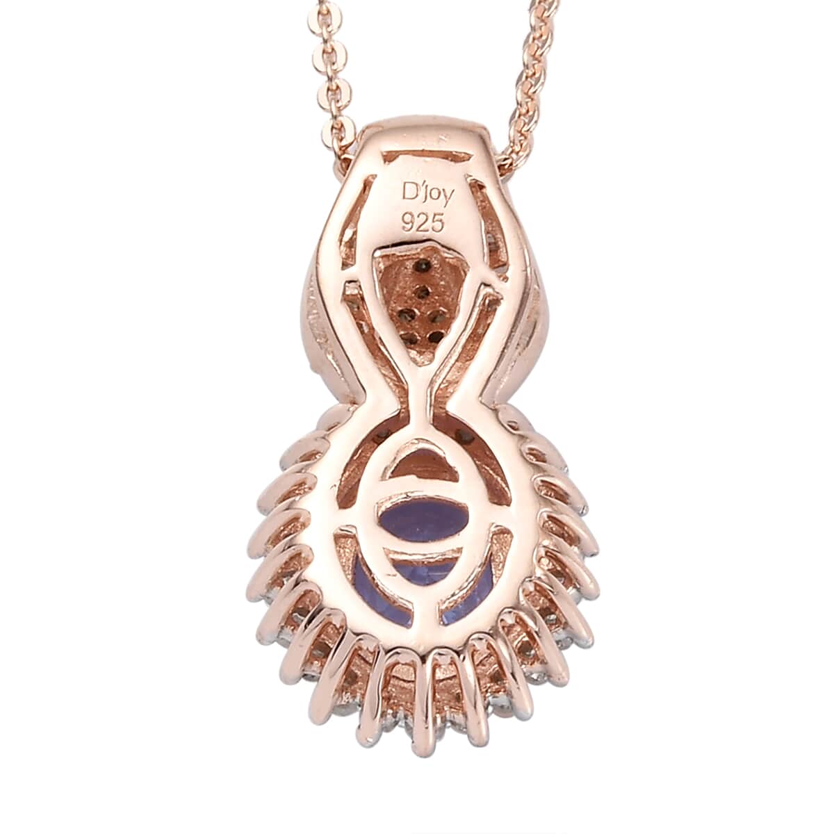 Tanzanite and Natural Champagne and White Diamond Sunburst Pendant Necklace 20 Inches in Vermeil Rose Gold Over Sterling Silver 1.60 ctw image number 4