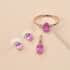 Ilakaka Hot Pink Sapphire (FF) and Natural White Zircon Earrings, Ring (Size 5.0) and Pendant Box Set in Vermeil Rose Gold Over Sterling Silver 3.50 ctw image number 1