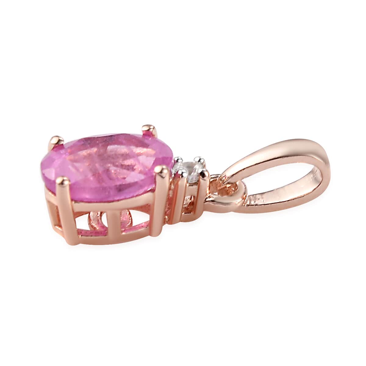 Ilakaka Hot Pink Sapphire (FF) and Natural White Zircon Earrings, Ring (Size 5.0) and Pendant Box Set in Vermeil Rose Gold Over Sterling Silver 3.50 ctw image number 5