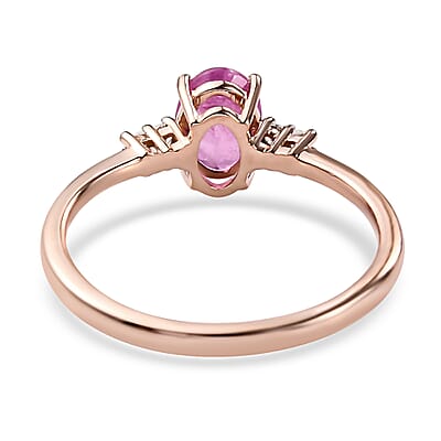 Ilakaka Hot Pink Sapphire (FF) and White Zircon Earrings, Ring (Size 7.0) and Pendant in Vermeil RG Over Sterling Silver 3.25 ctw