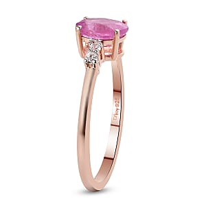 Ilakaka Hot Pink Sapphire (FF) and Natural White Zircon Earrings, Ring (Size 9.0) and Pendant Box Set in Vermeil Rose Gold Over Sterling Silver 3.50 ctw