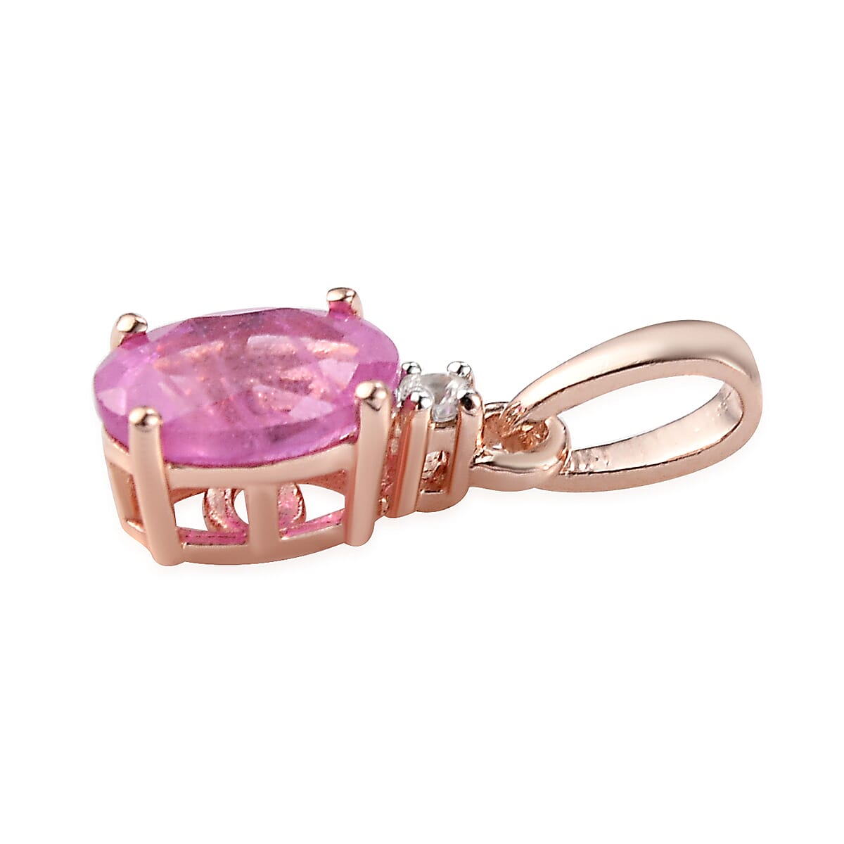 Ilakaka Hot Pink Sapphire (FF) and Natural White Zircon Earrings, Ring (Size 9.0) and Pendant Box Set in Vermeil Rose Gold Over Sterling Silver 3.50 ctw image number 5
