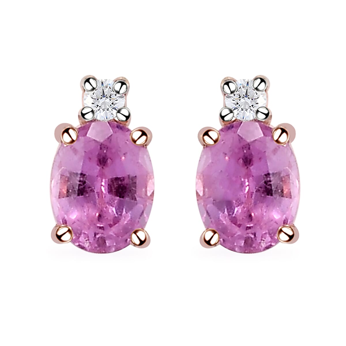 Ilakaka Hot Pink Sapphire (FF) and Natural White Zircon Earrings, Ring (Size 9.0) and Pendant Box Set in Vermeil Rose Gold Over Sterling Silver 3.50 ctw image number 6