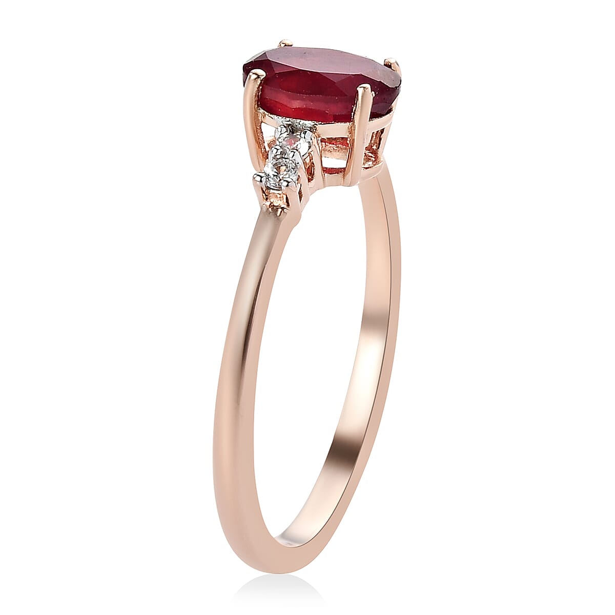 Niassa Ruby (FF) and White Zircon Earrings, Ring (Size 8.0) and Pendant Box Set in Vermeil Rose Gold Over Sterling Silver 3.65 ctw image number 2