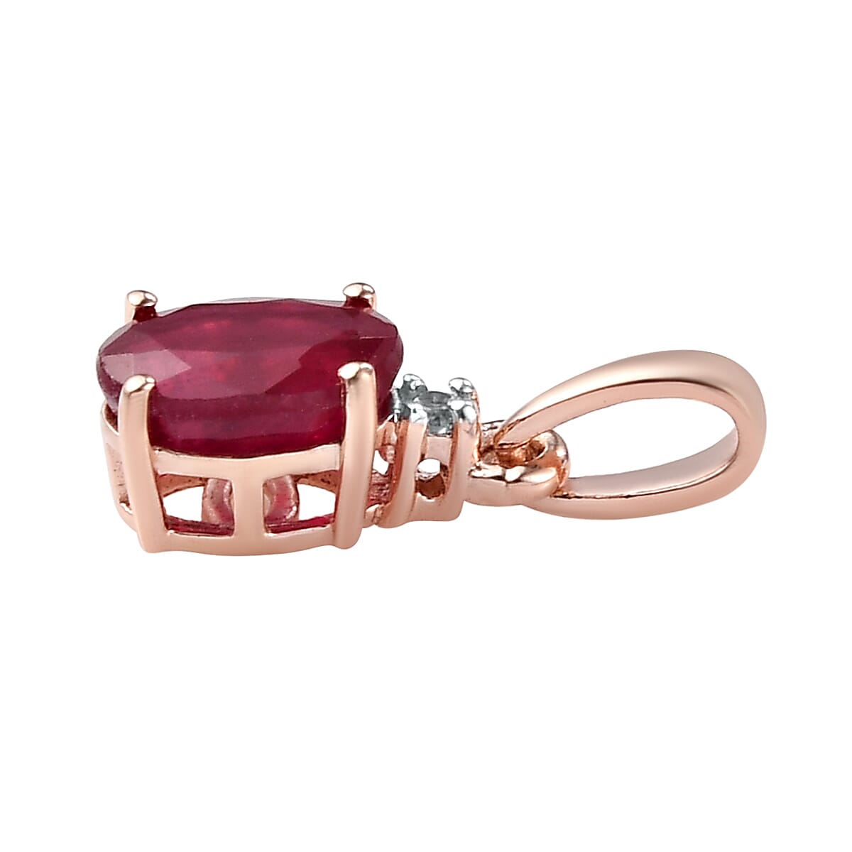 Niassa Ruby (FF) and White Zircon Earrings, Ring (Size 8.0) and Pendant Box Set in Vermeil Rose Gold Over Sterling Silver 3.65 ctw image number 5