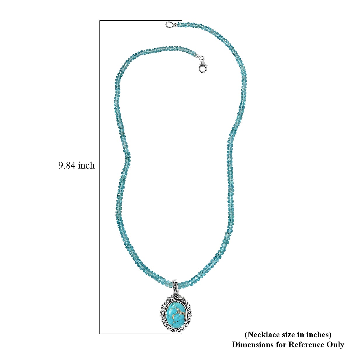 Artisan Crafted South Hill Turquoise Pendant with Apatite Beaded Necklace 20 Inches in Sterling Silver 84.50 ctw image number 5