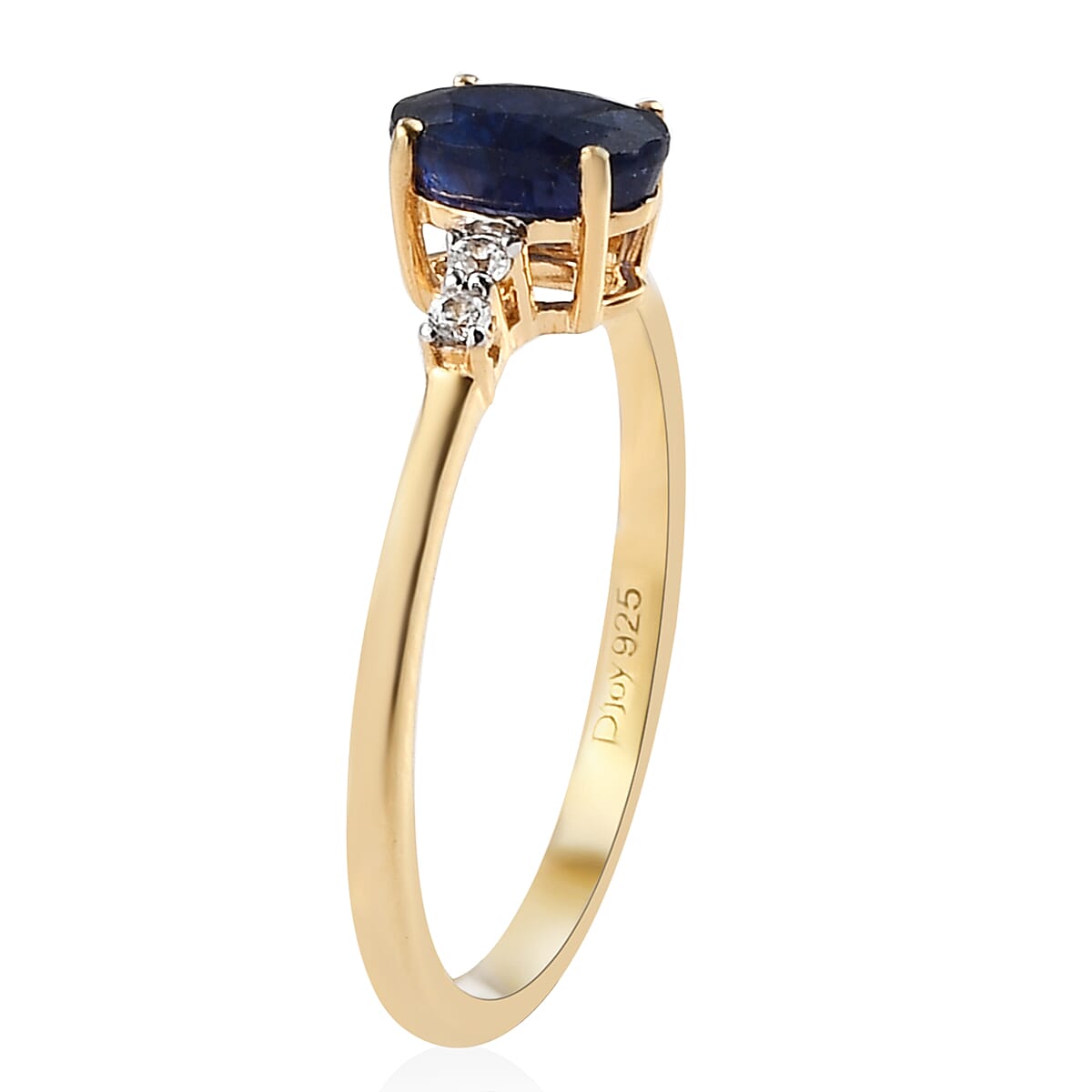 Masoala Sapphire (FF) and White Zircon Earrings, Ring (Size 6.0) and Pendant Box Set in Vermeil Yellow Gold Over Sterling Silver 3.50 ctw image number 2