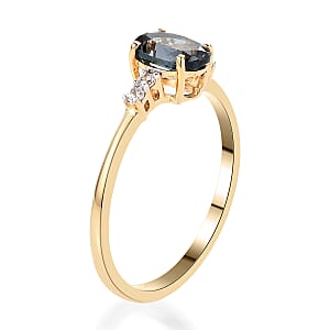 London Blue Topaz and Natural White Zircon Earrings, Ring (Size 6.0) and Pendant Box Set in Vermeil Yellow Gold Over Sterling Silver 3.00 ctw